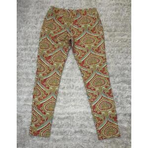 J. McLaughlin boho chic multicolored paisley legging pull-on pants Size Medium